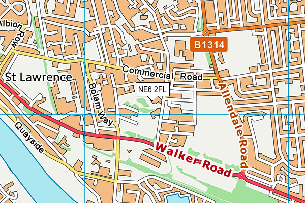 NE6 2FL map - OS VectorMap District (Ordnance Survey)