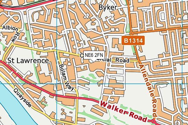 NE6 2FN map - OS VectorMap District (Ordnance Survey)