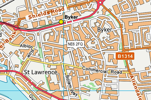 NE6 2FQ map - OS VectorMap District (Ordnance Survey)