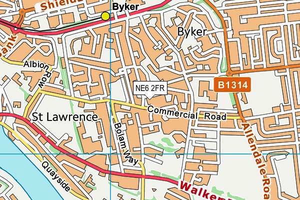 NE6 2FR map - OS VectorMap District (Ordnance Survey)