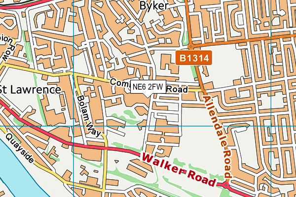 NE6 2FW map - OS VectorMap District (Ordnance Survey)