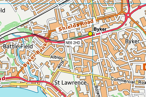 NE6 2HD map - OS VectorMap District (Ordnance Survey)