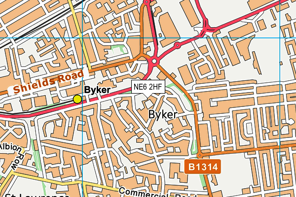 NE6 2HF map - OS VectorMap District (Ordnance Survey)