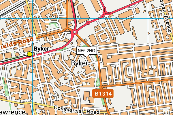 NE6 2HG map - OS VectorMap District (Ordnance Survey)