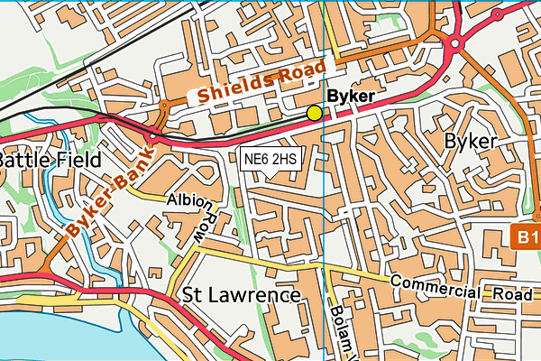 NE6 2HS map - OS VectorMap District (Ordnance Survey)