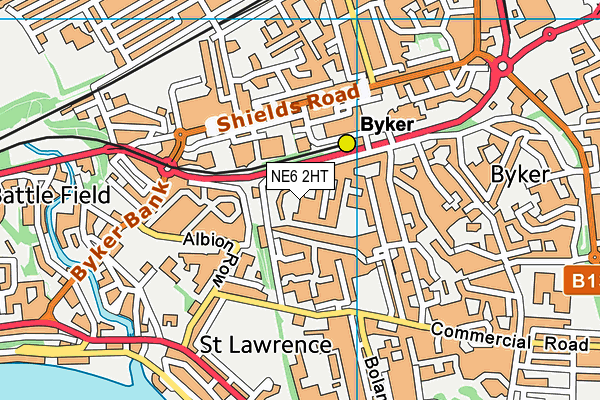 NE6 2HT map - OS VectorMap District (Ordnance Survey)