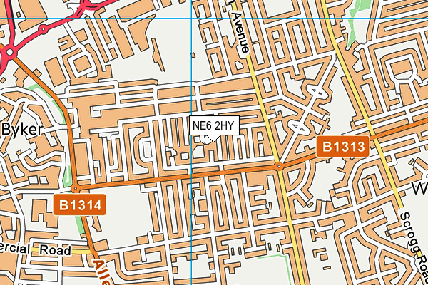 NE6 2HY map - OS VectorMap District (Ordnance Survey)