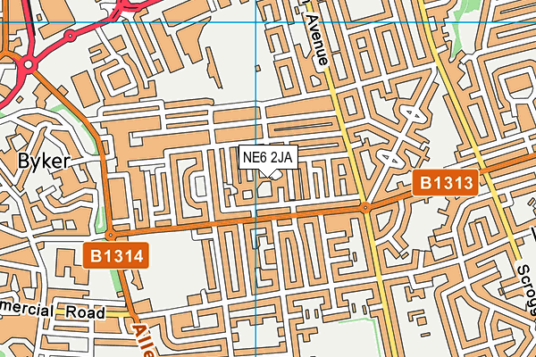 NE6 2JA map - OS VectorMap District (Ordnance Survey)