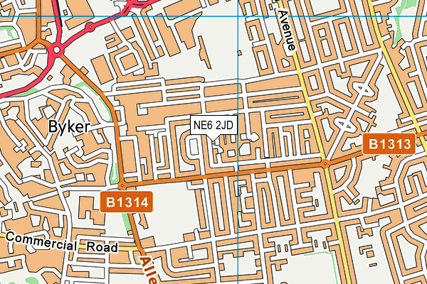 NE6 2JD map - OS VectorMap District (Ordnance Survey)