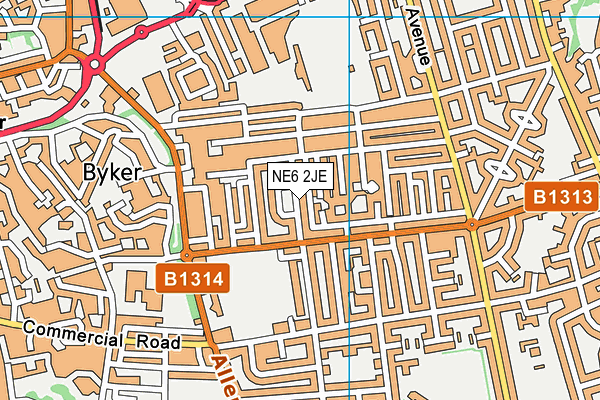 NE6 2JE map - OS VectorMap District (Ordnance Survey)