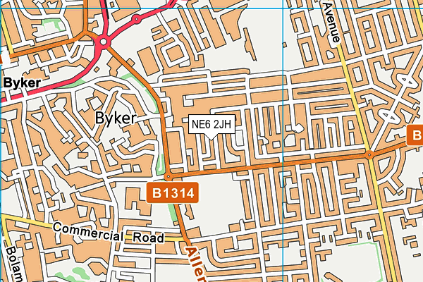 NE6 2JH map - OS VectorMap District (Ordnance Survey)