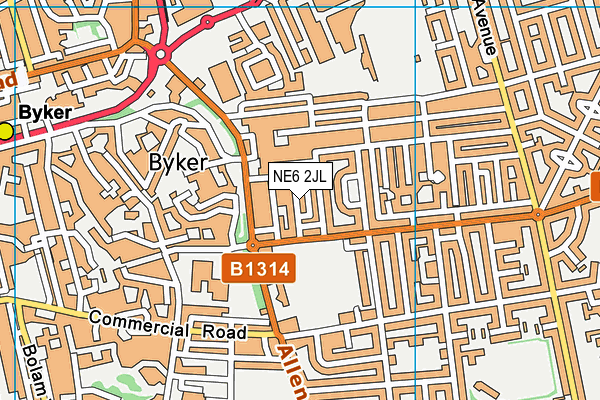 NE6 2JL map - OS VectorMap District (Ordnance Survey)