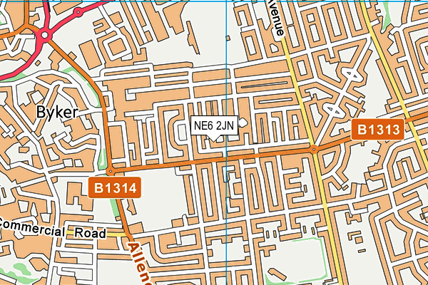 NE6 2JN map - OS VectorMap District (Ordnance Survey)