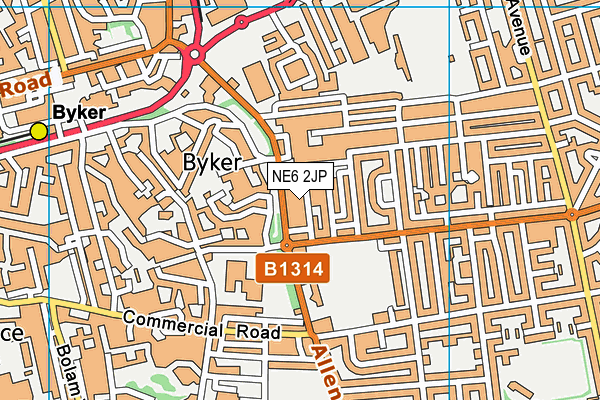 NE6 2JP map - OS VectorMap District (Ordnance Survey)