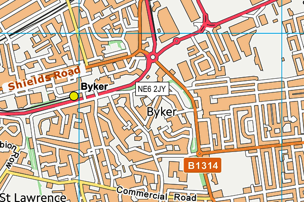 NE6 2JY map - OS VectorMap District (Ordnance Survey)