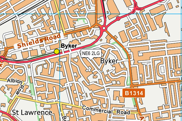 NE6 2LG map - OS VectorMap District (Ordnance Survey)