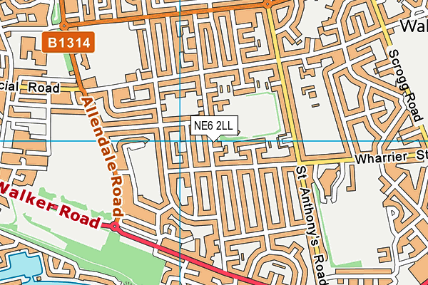 NE6 2LL map - OS VectorMap District (Ordnance Survey)