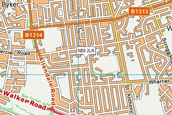 NE6 2LN map - OS VectorMap District (Ordnance Survey)