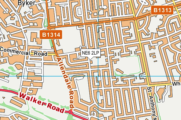 NE6 2LP map - OS VectorMap District (Ordnance Survey)