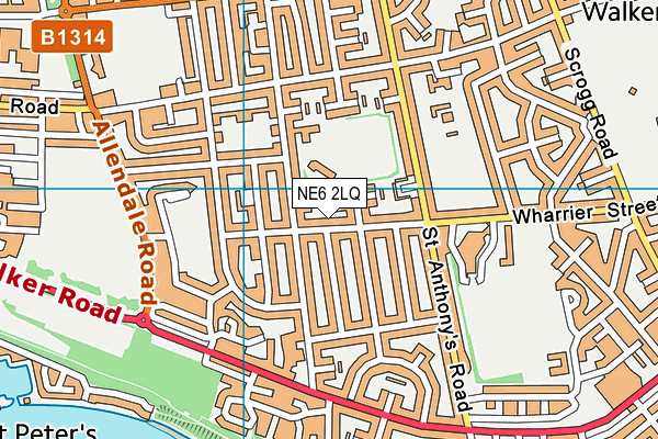 NE6 2LQ map - OS VectorMap District (Ordnance Survey)