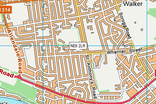 NE6 2LR map - OS VectorMap District (Ordnance Survey)