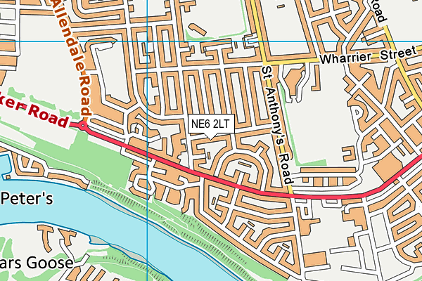 NE6 2LT map - OS VectorMap District (Ordnance Survey)