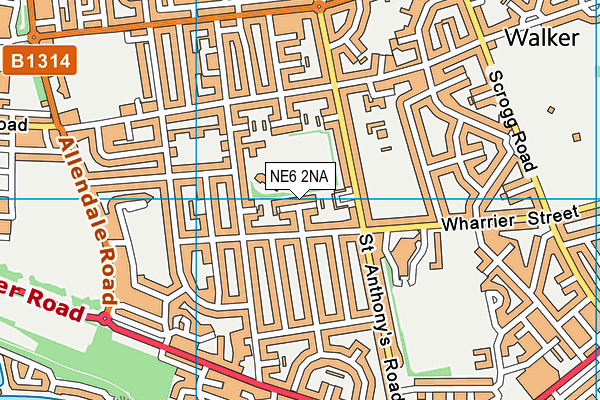 Monkchester Recreation Ground map (NE6 2NA) - OS VectorMap District (Ordnance Survey)