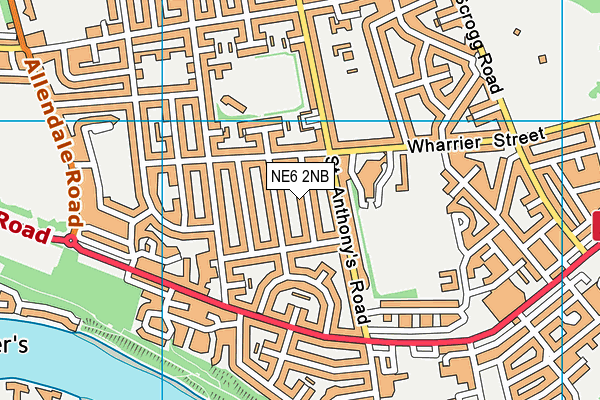 NE6 2NB map - OS VectorMap District (Ordnance Survey)