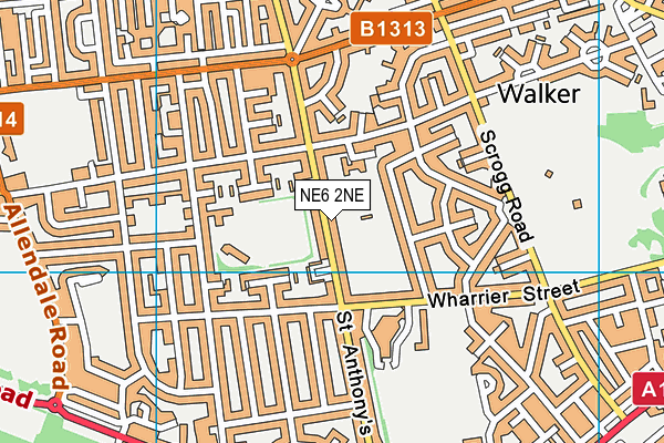 NE6 2NE map - OS VectorMap District (Ordnance Survey)