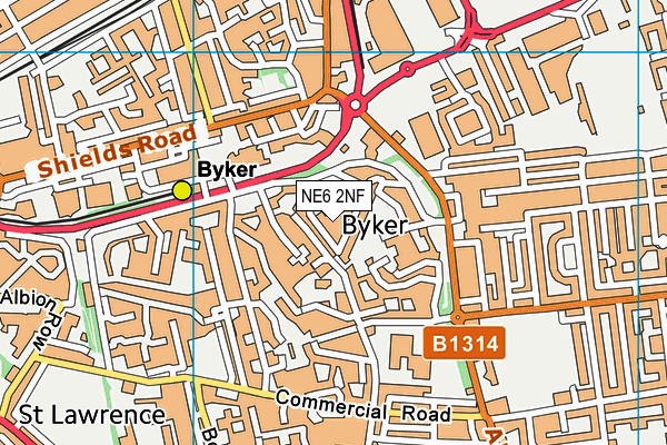 NE6 2NF map - OS VectorMap District (Ordnance Survey)