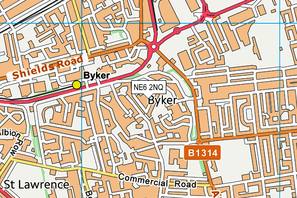 NE6 2NQ map - OS VectorMap District (Ordnance Survey)