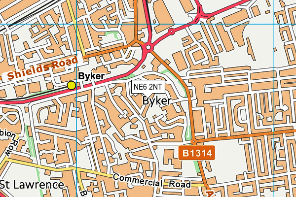 NE6 2NT map - OS VectorMap District (Ordnance Survey)