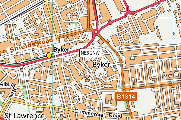 NE6 2NW map - OS VectorMap District (Ordnance Survey)