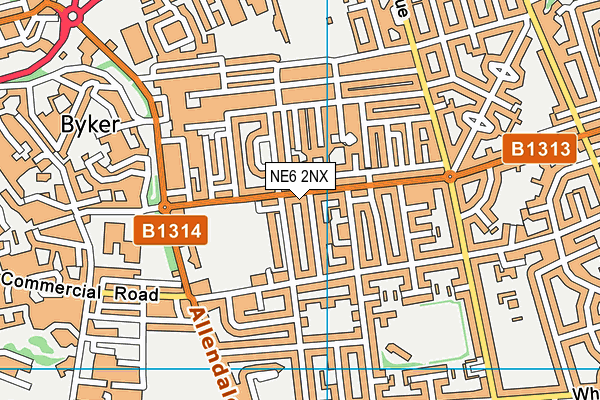 NE6 2NX map - OS VectorMap District (Ordnance Survey)