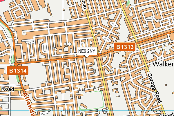NE6 2NY map - OS VectorMap District (Ordnance Survey)