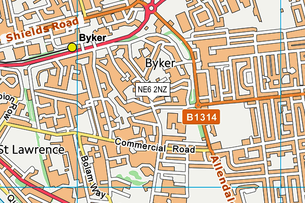 NE6 2NZ map - OS VectorMap District (Ordnance Survey)