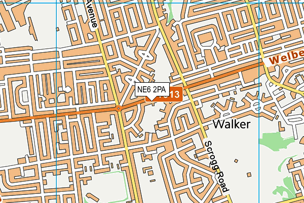 NE6 2PA map - OS VectorMap District (Ordnance Survey)