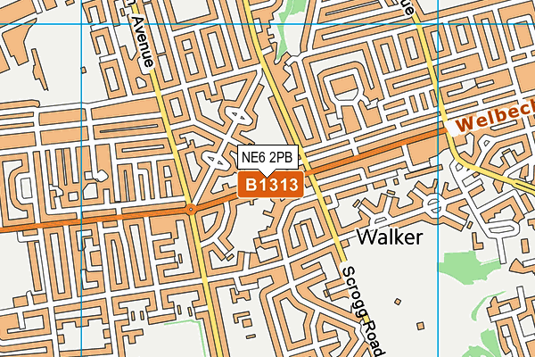 NE6 2PB map - OS VectorMap District (Ordnance Survey)