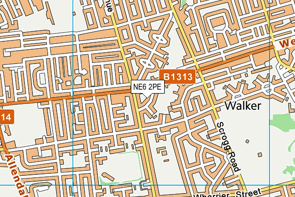 NE6 2PE map - OS VectorMap District (Ordnance Survey)