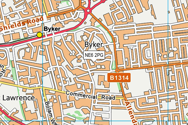 NE6 2PG map - OS VectorMap District (Ordnance Survey)