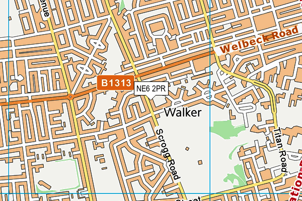 NE6 2PR map - OS VectorMap District (Ordnance Survey)