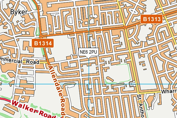 NE6 2PU map - OS VectorMap District (Ordnance Survey)