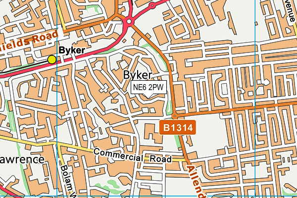 NE6 2PW map - OS VectorMap District (Ordnance Survey)