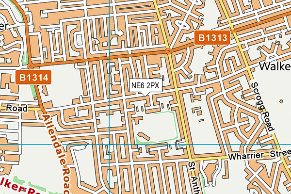 NE6 2PX map - OS VectorMap District (Ordnance Survey)