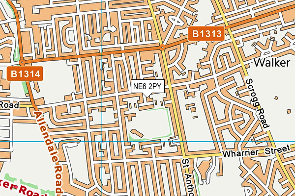 NE6 2PY map - OS VectorMap District (Ordnance Survey)