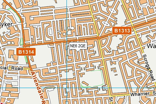 NE6 2QE map - OS VectorMap District (Ordnance Survey)