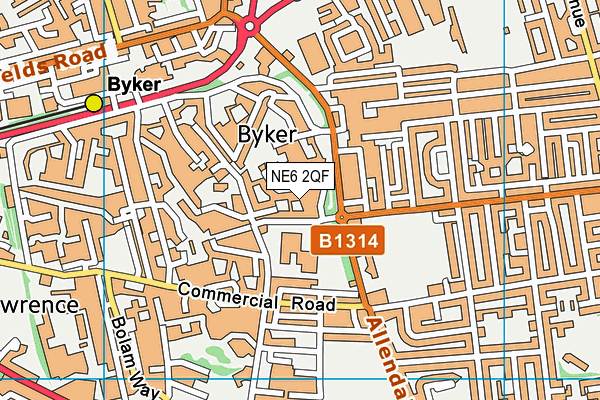 NE6 2QF map - OS VectorMap District (Ordnance Survey)
