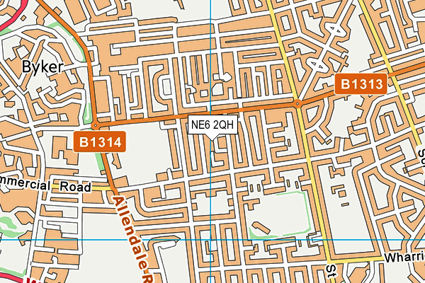NE6 2QH map - OS VectorMap District (Ordnance Survey)