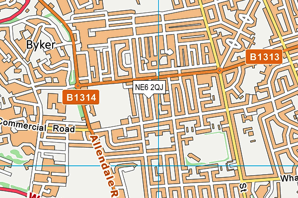 NE6 2QJ map - OS VectorMap District (Ordnance Survey)