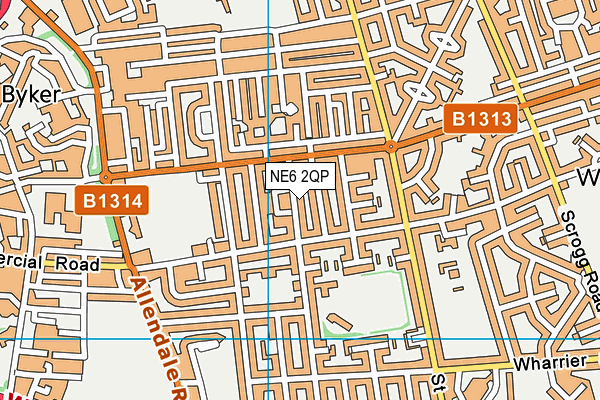 NE6 2QP map - OS VectorMap District (Ordnance Survey)